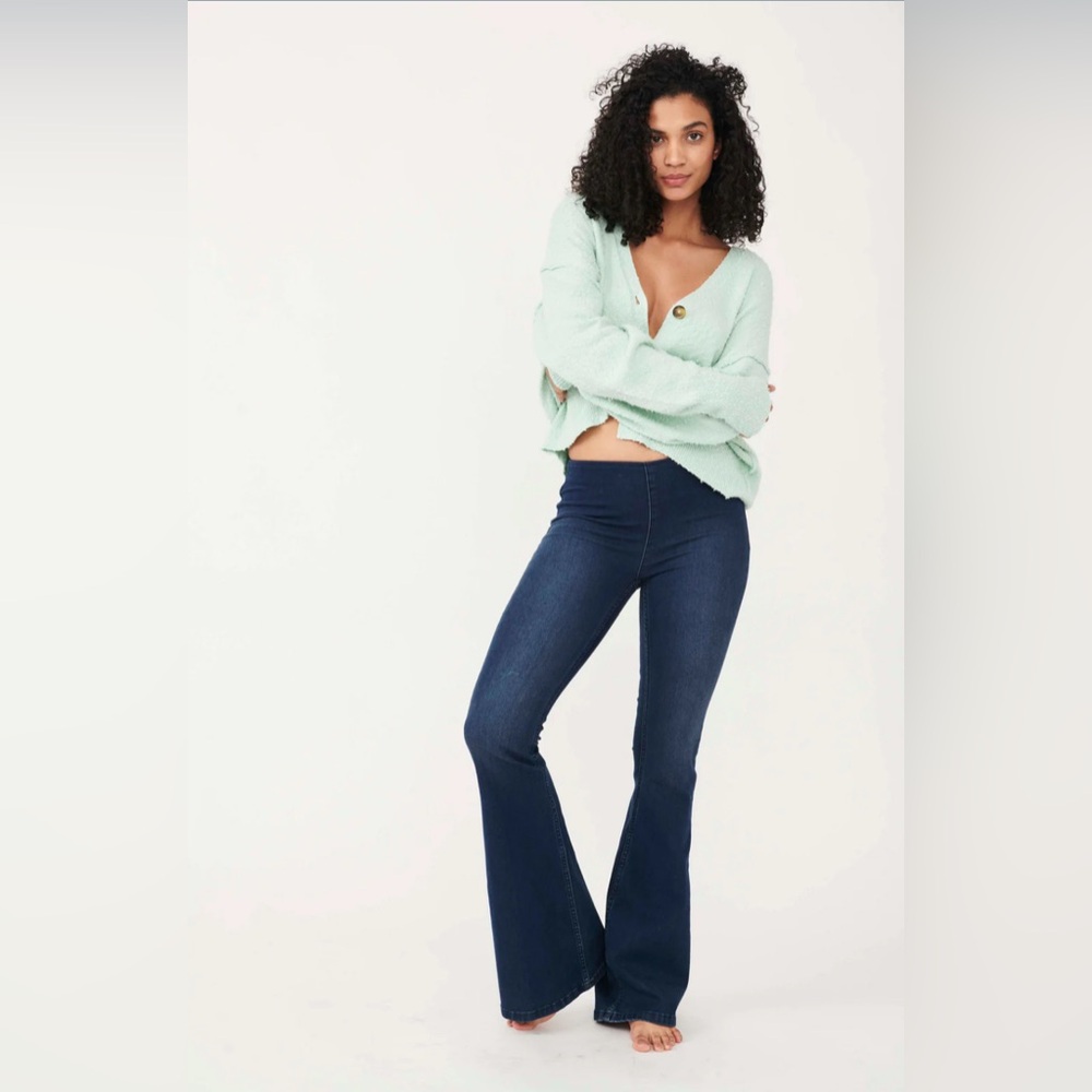 Free People Dark Blue Flare Jeans Size 29